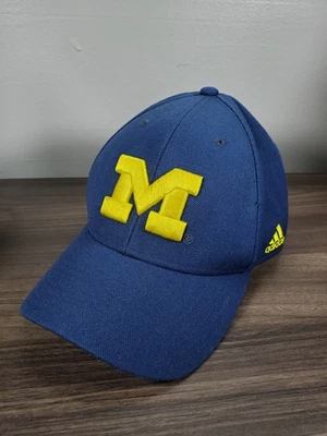 Vintage Adidas Michigan Wolverines Hat Fitted Cap Size 7 3/4 Navy Blue NCAA MI - Image 1 of 4