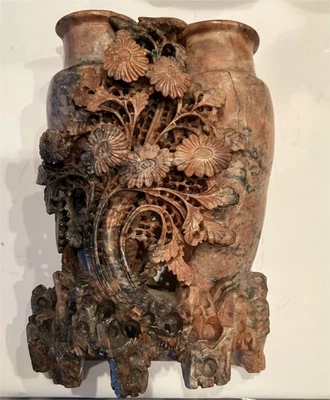 Florero chino tallado piedra jabón Foto 1 de 4