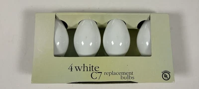 C7 Replacement Christmas Light Bulbs Set of 4 White NEW! NOS VTG - Image 1 of 3