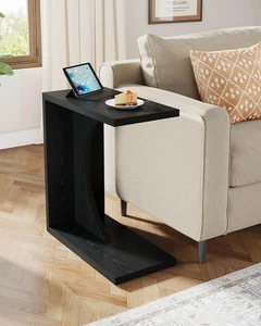 C-Shape End Table for Sofa & Bedroom - Small Side Table for Living Room (Black) - Picture 1 of 8