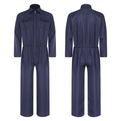 Adult Mens Long Sleeve Coveralls Workwear Boiler Suit Halloween Mechanic Role  - Image 1 of 3