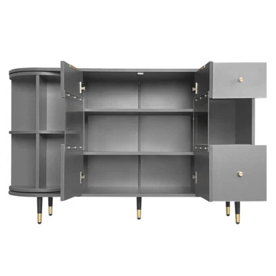 Freestanding Rotating Storage Cabinet Accent Sideboard and Buffet with 2 Drawers - Image 1 of 4