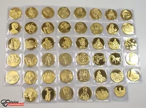 Juego de 46 monedas Franklin Mint Leonardo Da Vinci medallas plateadas chapadas en oro - Imagen 1 de 19
