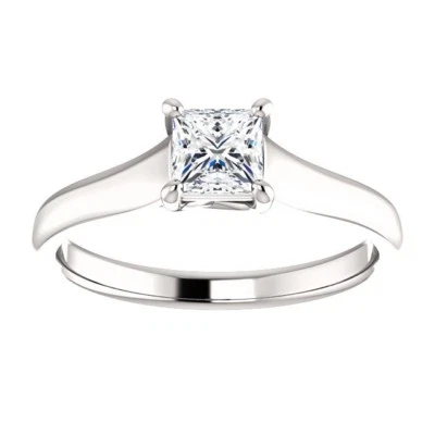 0.50 Carat Ideal Cut Princess Diamond Solitaire Ring in 14k Gold  - Image 1 of 4