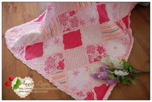 PinkPatchwork Nursery Quilt Cot bed/Sofa/Chair Throw Coverlet Laura Ashley Fab - Picture 1 of 3
