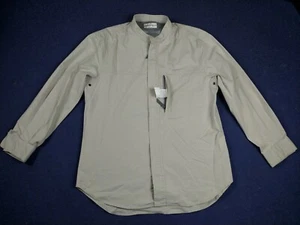 Vintage Emporio Camicia Uomo Sz48 Beige Grandad Collar VL3726 Shirt - Picture 1 of 10