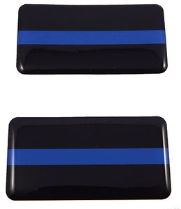 Thin blue line police flag domed decal 3D sticker emblem 2.6" set of 1 or 2 - Imagen 1 de 5