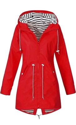 Women Drawstring Jackets Ladies Hooded Long Sleeve Zip Up Coat Casual Sports Top - Image 1 of 4