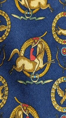 Corbata Salvatore Ferragamo Caballo Ecuestre Mujer Estampado Seda Cuello Italia Única Foto 1 de 4