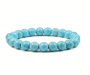 Fashion Natural Howlite Beaded Bracelet – 8mm Genuine Stone Beads for Mens Women - Picture 1 of 16
