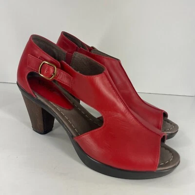 Zapato Sanita Tacones Mujer Cono Rojo Talla 40/9 Boho Cuero Suroeste Foto 1 de 4