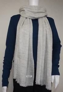 CASHMERE Light Grey SCARF Shawl Wrap Handmade Natural Cashmere free uk shipping - Picture 1 of 10
