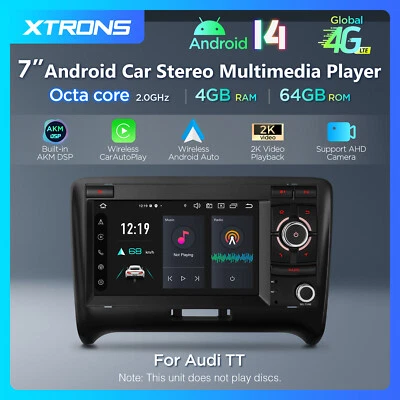 XTRONS 7" Android 14 Autoradio 8-Kern 4G+64GB GPS Navi WiFi für AUDI TT MK2 8J - Bild 1 von 4