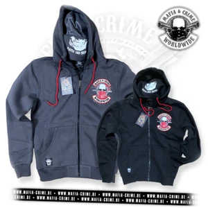 Mafia & Crime Worldwide Boys Máscara Cremallera Parche Bordado MC Chaqueta Capucha NUEVO - Imagen 1 de 6