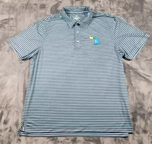 Polo Chubbies Uomo L Blu Stampa Godzilla Righe Performance Elasticizzata Golf - Foto 1 di 10