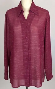 Liz Baker Woman Plus Size 16W Long Sleeve Button Down Shirt Red Women's Top - Picture 1 of 12
