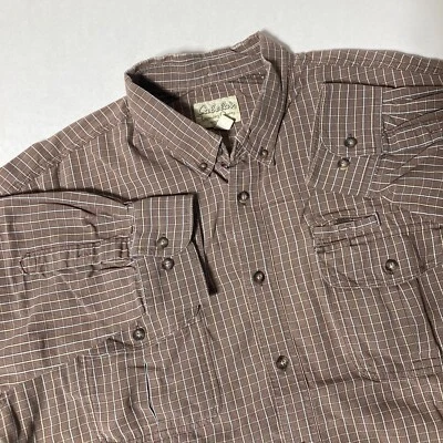 Camisa a Cuadros Cabelas Para Hombres con Botones Talla L Marrón Enrollado Pestaña Botón Mangas Largas Foto 1 de 4