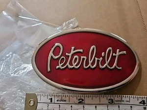 Peterbilt Red/White Oval Logo Meral Belt Buckle New - Picture 1 of 8