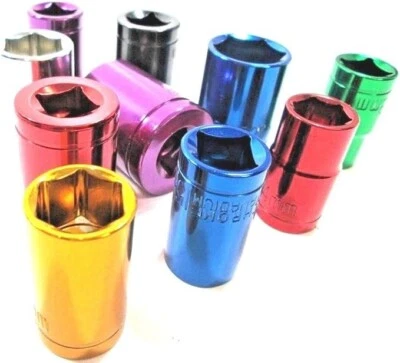 1/2" Standard & Deep Sockets Storage Rail Electrician Mechanic Tools Coloured - Image 1 of 4