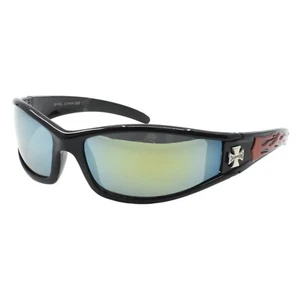 Choppers Sunglasses Motorcycle Wrap Around Biker Shades Color Flames Design - Picture 1 of 30