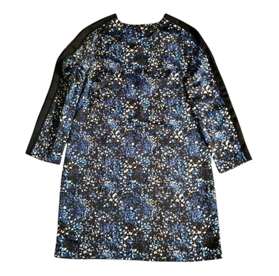 Banana Republic Dress Size 4 (UK 8) Petite Black Blue Lace Trim Keyhole Shift - Image 1 of 4