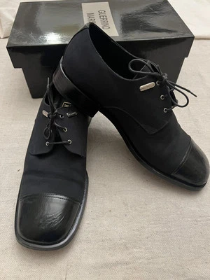 EUC Serafino Morresi 黑色尼龙系带皮革尖男鞋 意大利 9.5 美国  — 第 1/4 张图片