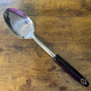 Cucchiaio da portata vintage acciaio inox 12” manico plastica nero retrò robusto pulito - Foto 1 di 8