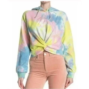 Sudadera con capucha corta para mujer Abound Tie Knot Twist Front Tie Dye en azul Tie Dye 2XS - Imagen 1 de 3