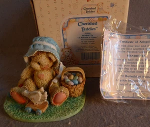Cherished Teddies Henrietta A Basketful of Wishes Bär Korb mit Eiern Figur - Bild 1 von 5