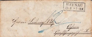 Carta preliminar de Prusia - aprox. 1850 - Haynau a Achern - sello negro R1 "HA - Imagen 1 de 2