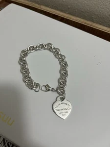 Tiffany & Co. Return to Tiffany Heart Tag Chain 7.3 in Bracelet 925 Sterling - Picture 1 of 2