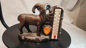 Vintage Brass Hoover Dam Nevada Big Horn Sheep Souvenir Desk Thermometer, Japan - Bild 1 von 7