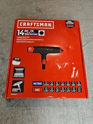 CRAFTSMAN. 14 pc. CMHT26001-2 T-Handle Allen Hex Keys Set SAE & MM. New In Box - Image 1 of 4