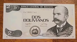 Bolivia PK #202a L.1986(1990) 2 Bolivianos Uncirculated Banknote - Picture 1 of 2