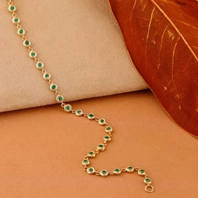 Brazalete de tenis para mujer de aguamarina redonda de 4 quilates con acabado en oro amarillo de 14 quilates Foto 1 de 4