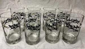 8 J. Scott Horses Vintage MCM Libby 5” Highballs Black Gold - Picture 1 of 12