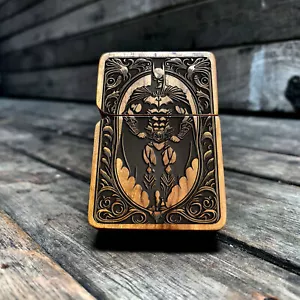 The Shadow Vigilante – Engraved Teakwood Lighter - Picture 1 of 2