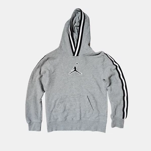 Jordan Mid Logo Hoodie Jumpman Logo Pullover Ribbed Hem Mens M Boys M Gray - Picture 1 of 10