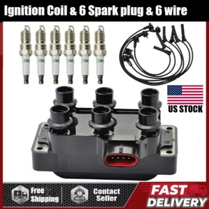 Ignition Coil & 6 Spark plug & 6 wire For Ford Explorer Sport Trac V6 4.0l FD480 - Picture 1 of 15