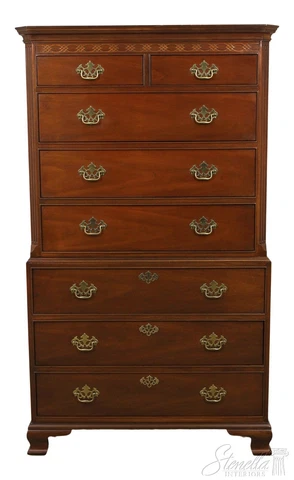 57739EC: BAKER Chippendale Mahogany Tall Chest Of Drawers Cover