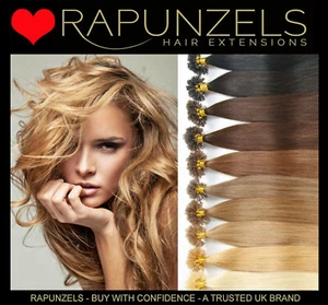 18" PRE BONDED Keratin U TIP Haarverlängerung 1g oder 0,5g 7A Klasse RAPUNZELS SALON - Bild 1 von 24
