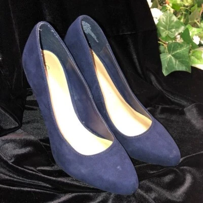 LC Lauren Conrad Navy Faux Suede Pumps Womens Shoes 6.5M — 第 1/4 张图片