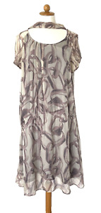 NOIR Beige & Brown Silk Drop Waist Lined Dress Size 10