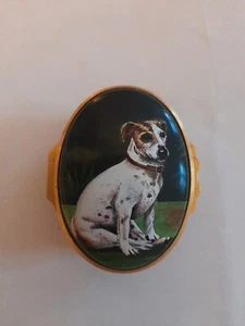 Halcyon Days Enamel Jack Russell Terrier England Chrissy Wilson Trinket Box - Picture 1 of 9
