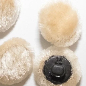 ONE SMALL SILK VELVET BUTTON, PALE YELLOW, SIZE: 12.5 MM, BLACK BACK - Picture 1 of 4