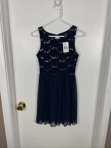 Speechless Dress Women’s Juniors Size 1 Navy Blue Sleeveless Fit & Flare NWT - Picture 1 of 16