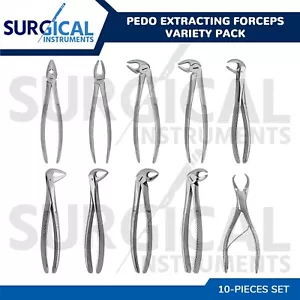 Set of 10 Pedo Extracting Forceps - Variety Pack - Dental Surgical German Grade - Picture 1 of 8