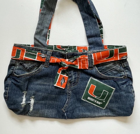 University Of Miami Hurricanes Women's Purse Handmade Denim Jeans Cover