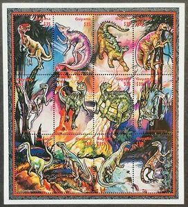 GUYANA DINOSAUR STAMPS SHEET 1996 MNH PREHISTORIC ANIMALS TARBOSAURUS REPTILE - Picture 1 of 1