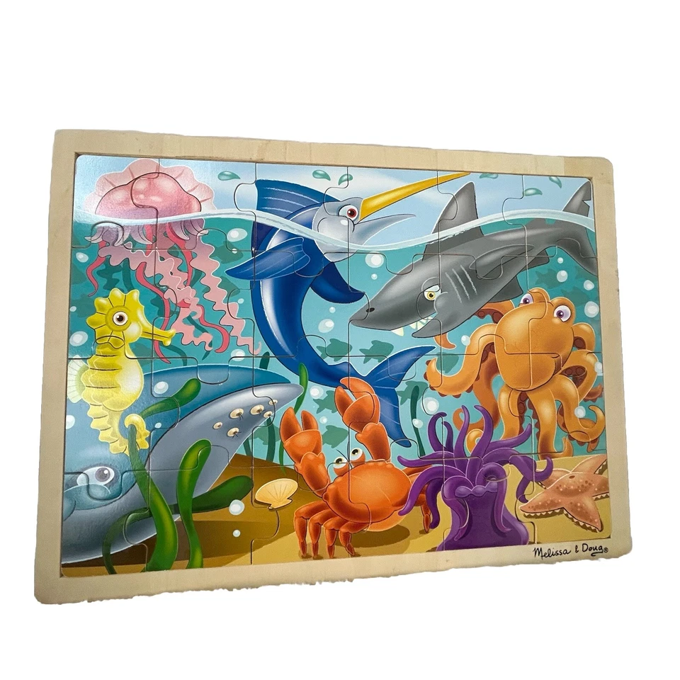 Rompecabezas de madera Melissa & Doug Fresh Start Fish Of The Sea 24 piezas edades 3+ Foto 1 de 4